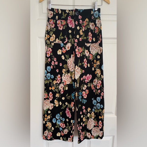 NWOT Anthropologie The Colette Crop Wide-Leg Printed Floral Pants by Maeve Sz 25 - Picture 3 of 8